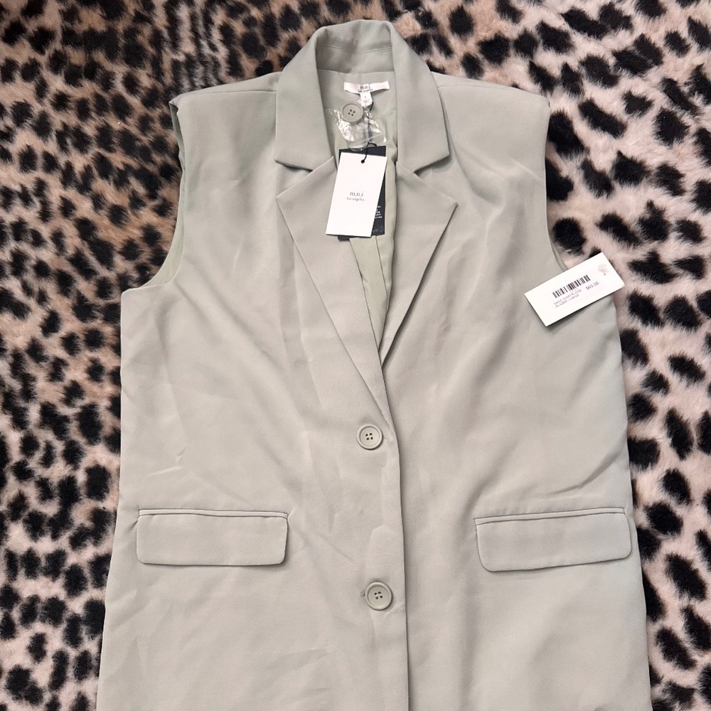 Sage green oversized blazer vest